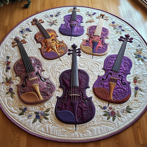 Vivid Purple Violins Quilted Round Mat GFTOTL2588