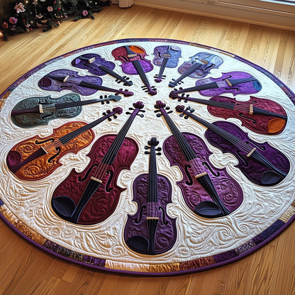 Vivid Purple Violins Quilted Round Mat GFTOTL2589
