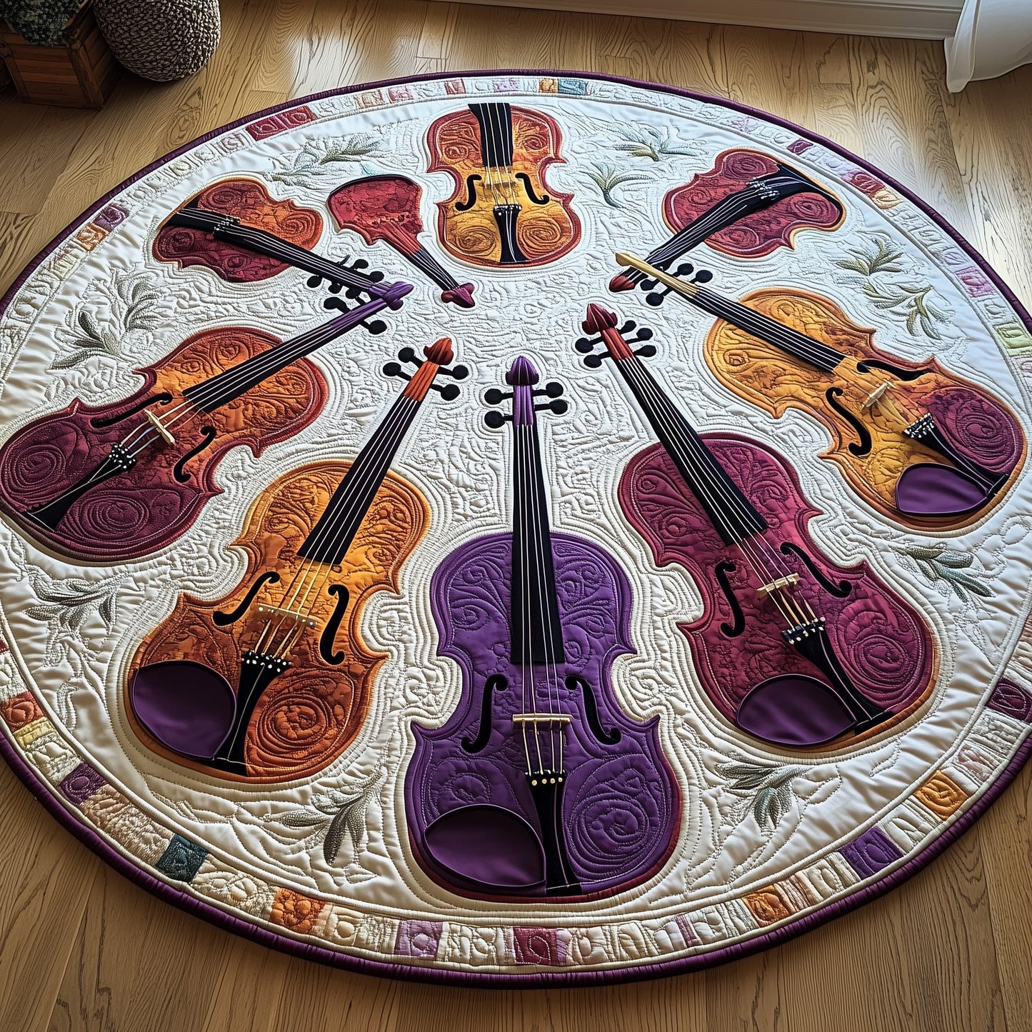Vivid Purple Violins Quilted Round Mat GFTOTL2590