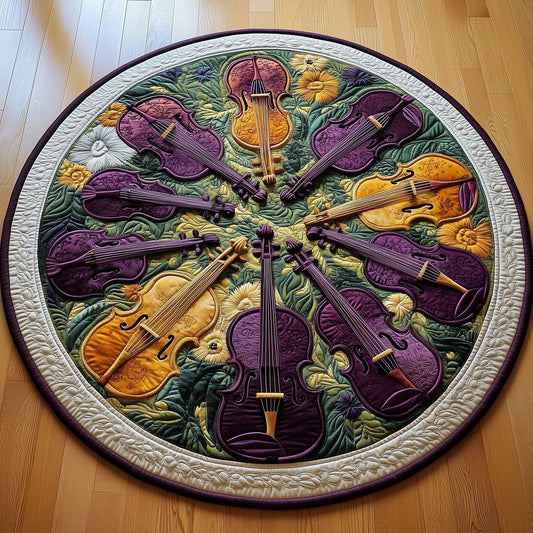 Vivid Purple Violins Quilted Round Mat GFTOTL2591