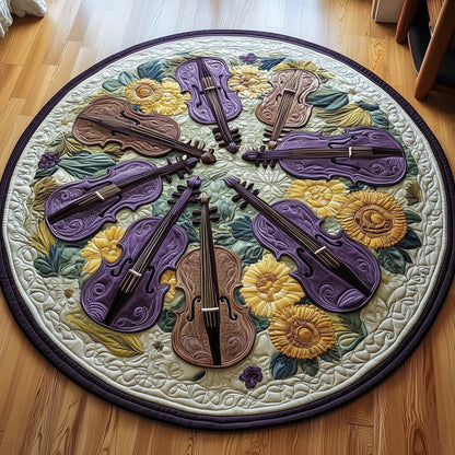 Vivid Purple Violins Quilted Round Mat GFTOTL2592