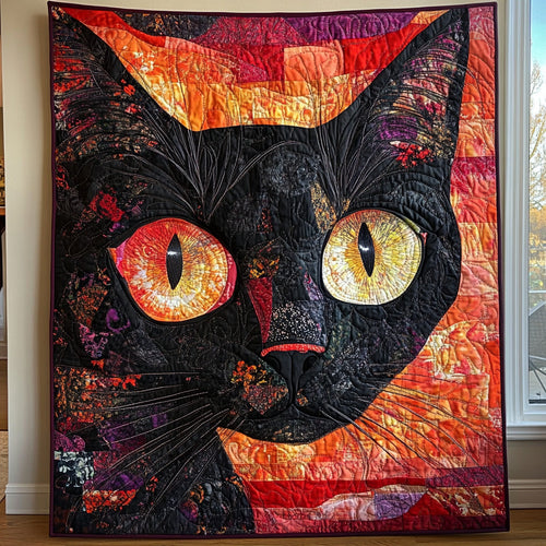 Black Furry Cat Quilted Blanket GFTOTL2804