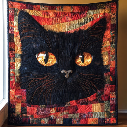 Black Furry Cat Quilted Blanket GFTOTL2805