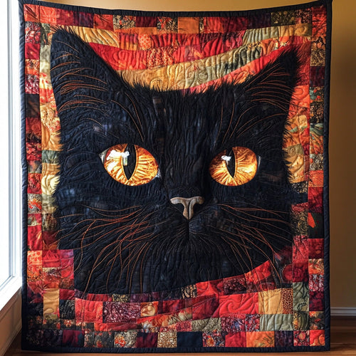 Black Furry Cat Quilted Blanket GFTOTL2805