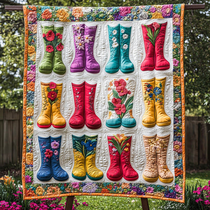 Floral Rain Boots Quilted Blanket GFTOTL2888