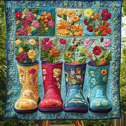 Floral Rain Boots Quilted Blanket GFTOTL2890