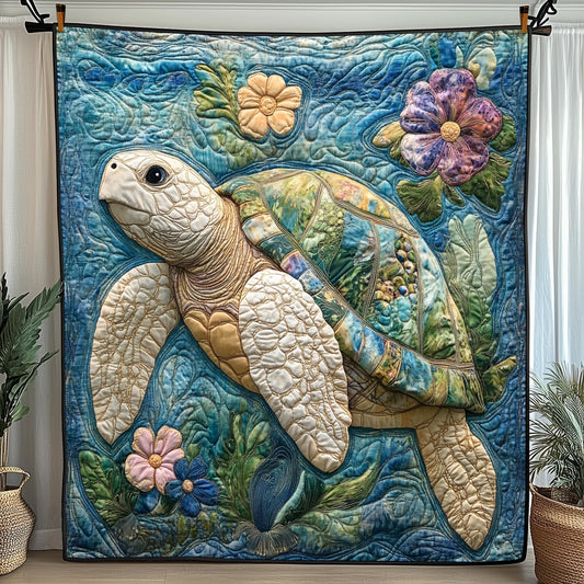Tropical Blue Turtle Quilted Blanket GFTOTL2966