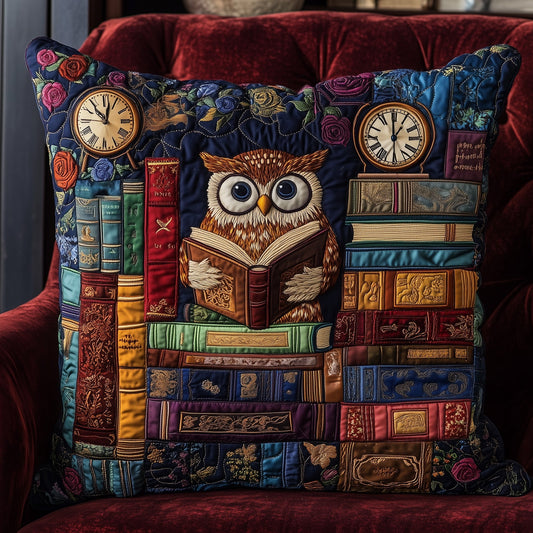 Owl Lady Love Reading Quilted Pillow Case GFTOTL2986