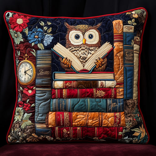 Owl Lady Love Reading Quilted Pillow Case GFTOTL2987