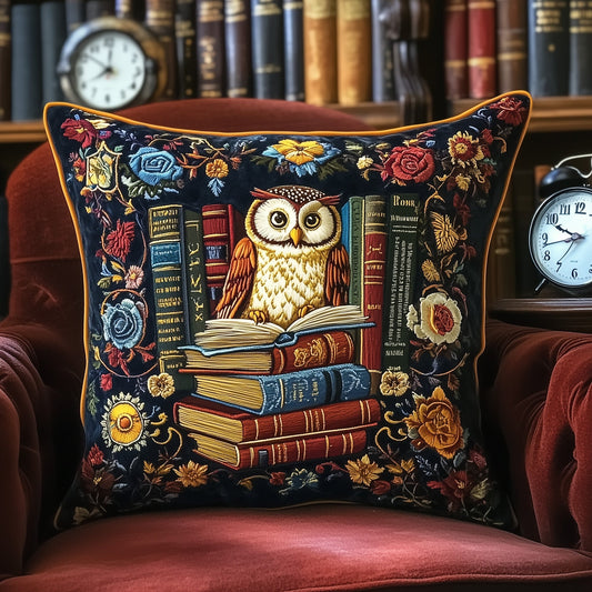 Owl Lady Love Reading Quilted Pillow Case GFTOTL2988