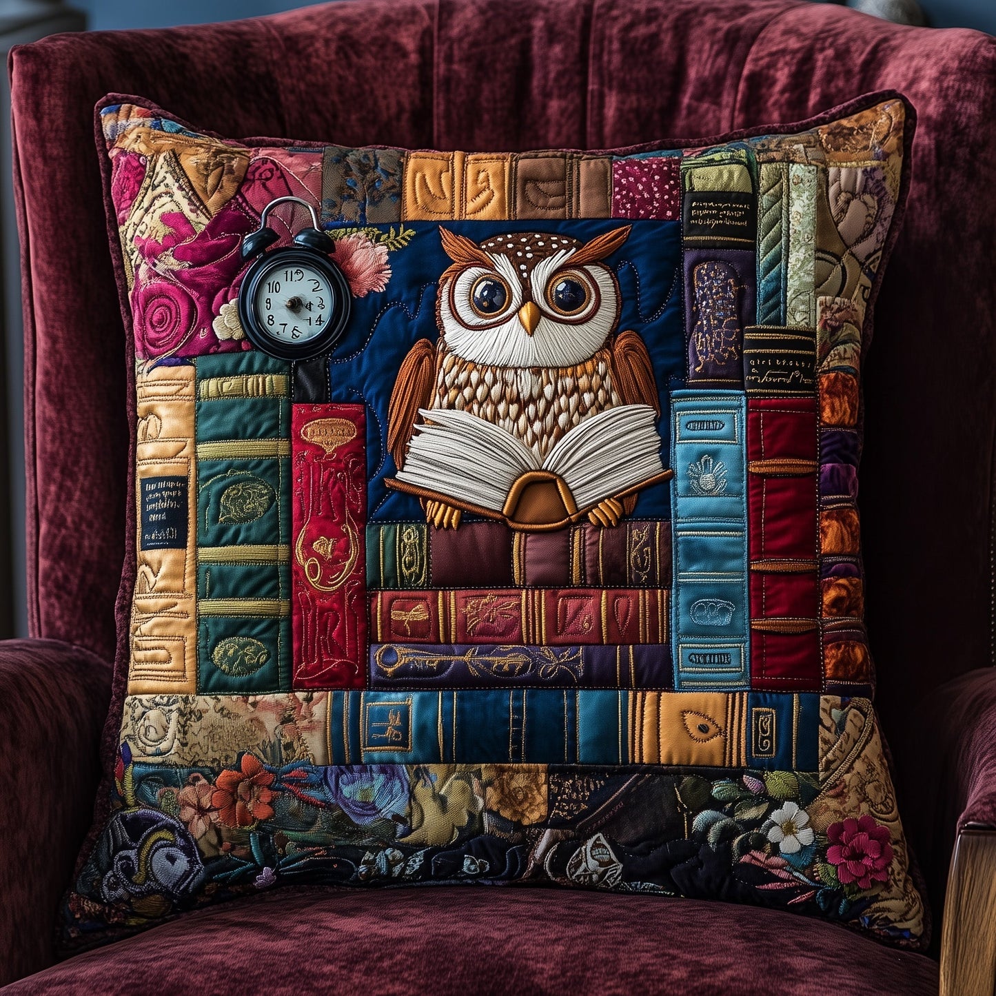 Owl Lady Love Reading Quilted Pillow Case GFTOTL2990