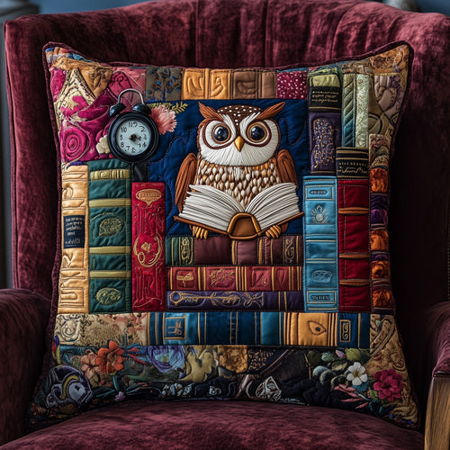 Owl Lady Love Reading Quilted Pillow Case GFTOTL2990