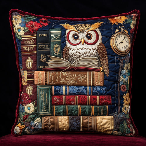 Owl Lady Love Reading Quilted Pillow Case GFTOTL2992