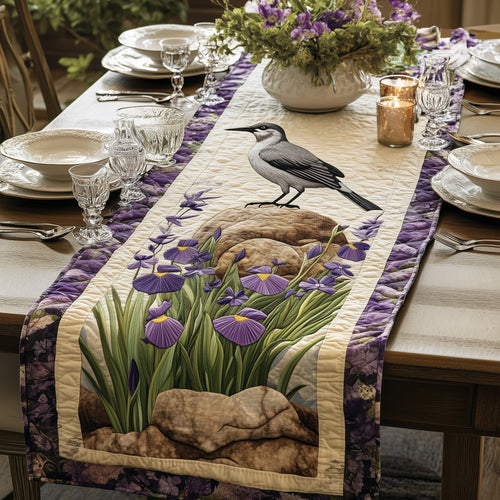 Mockingbird Iris Flowers Quilted Table Runner GFTOTL3104