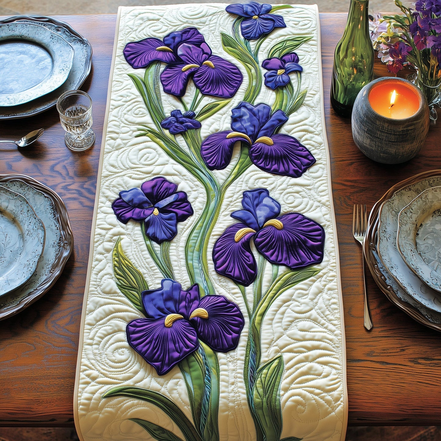Purple Iris Quilted Table Runner GFTOTL3109