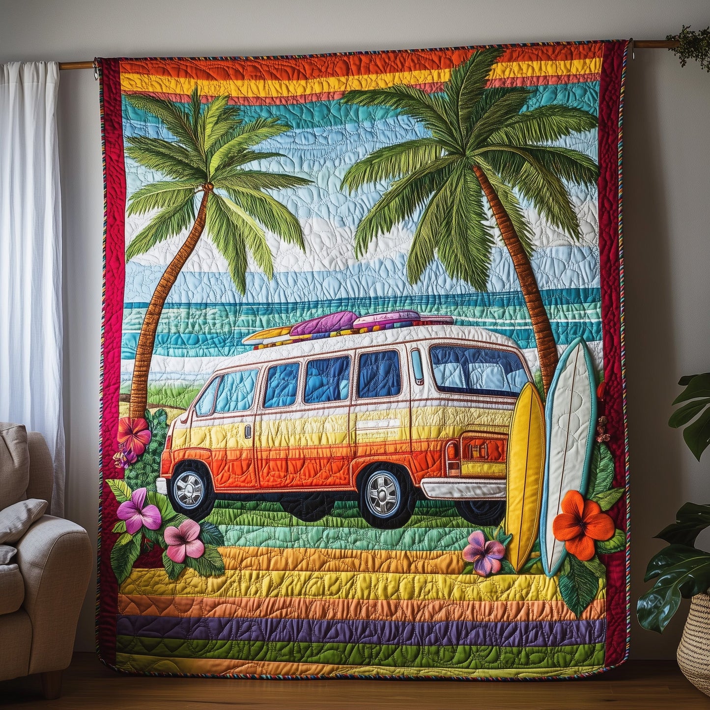 Rainbow Van Quilted Blanket GFTOTL3124