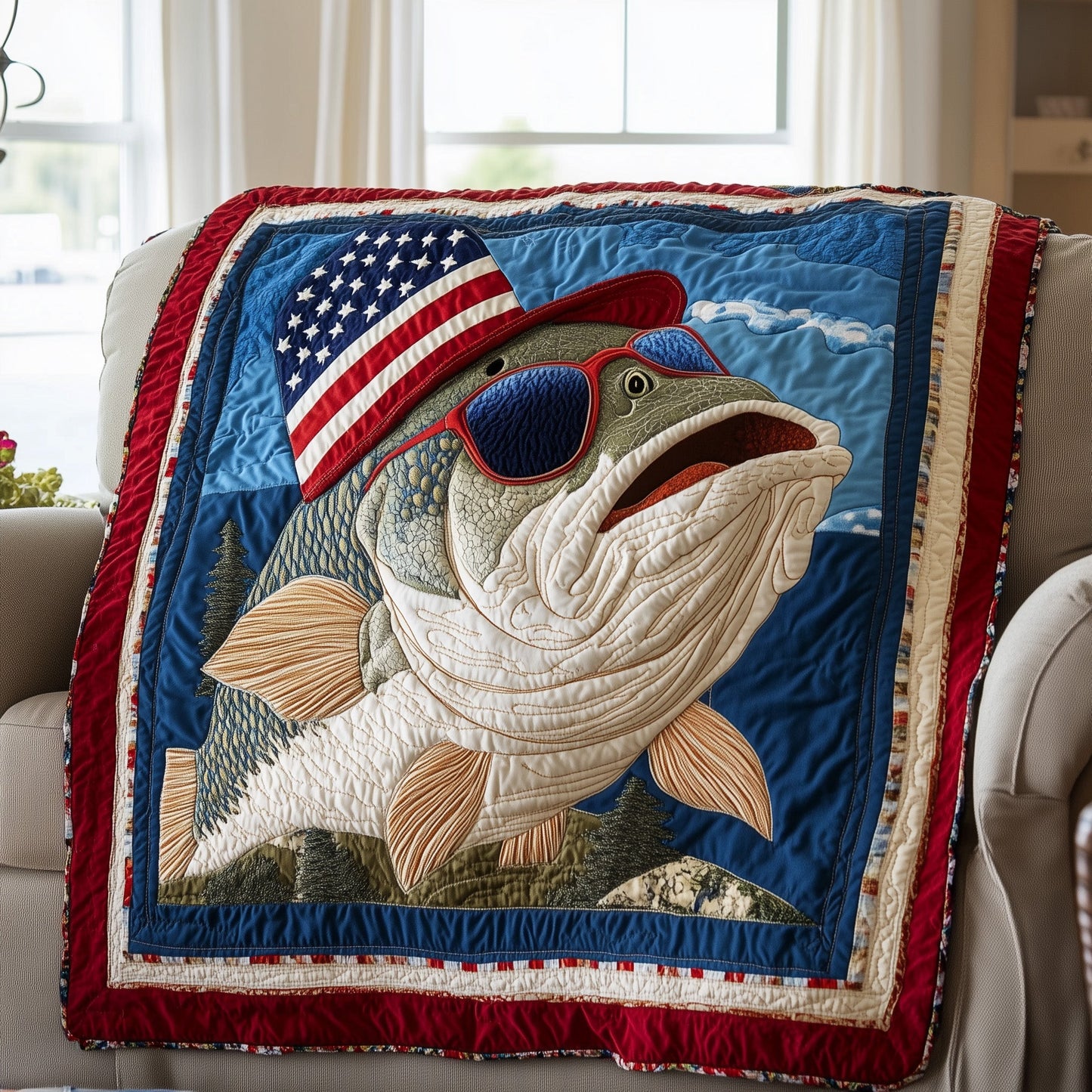 American Hooker Fishing Quilted Blanket GFTOTL3144