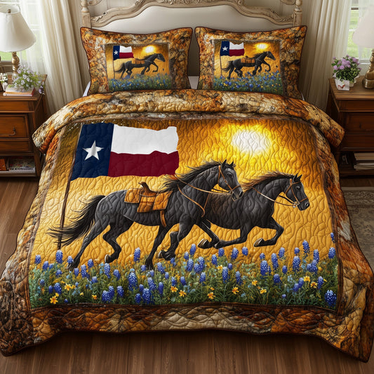 Bluebonnet Horse 3-Piece Quilted Bedding Set GFTOTL3161