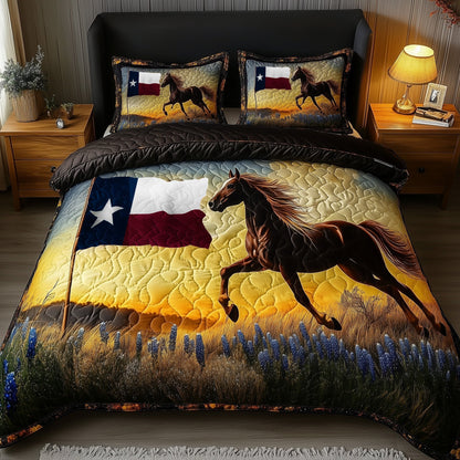 Bluebonnet Horse 3-Piece Quilted Bedding Set GFTOTL3162