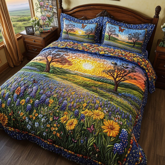 Serene Bluebonnet 3-Piece Quilted Bedding Set GFTOTL3166