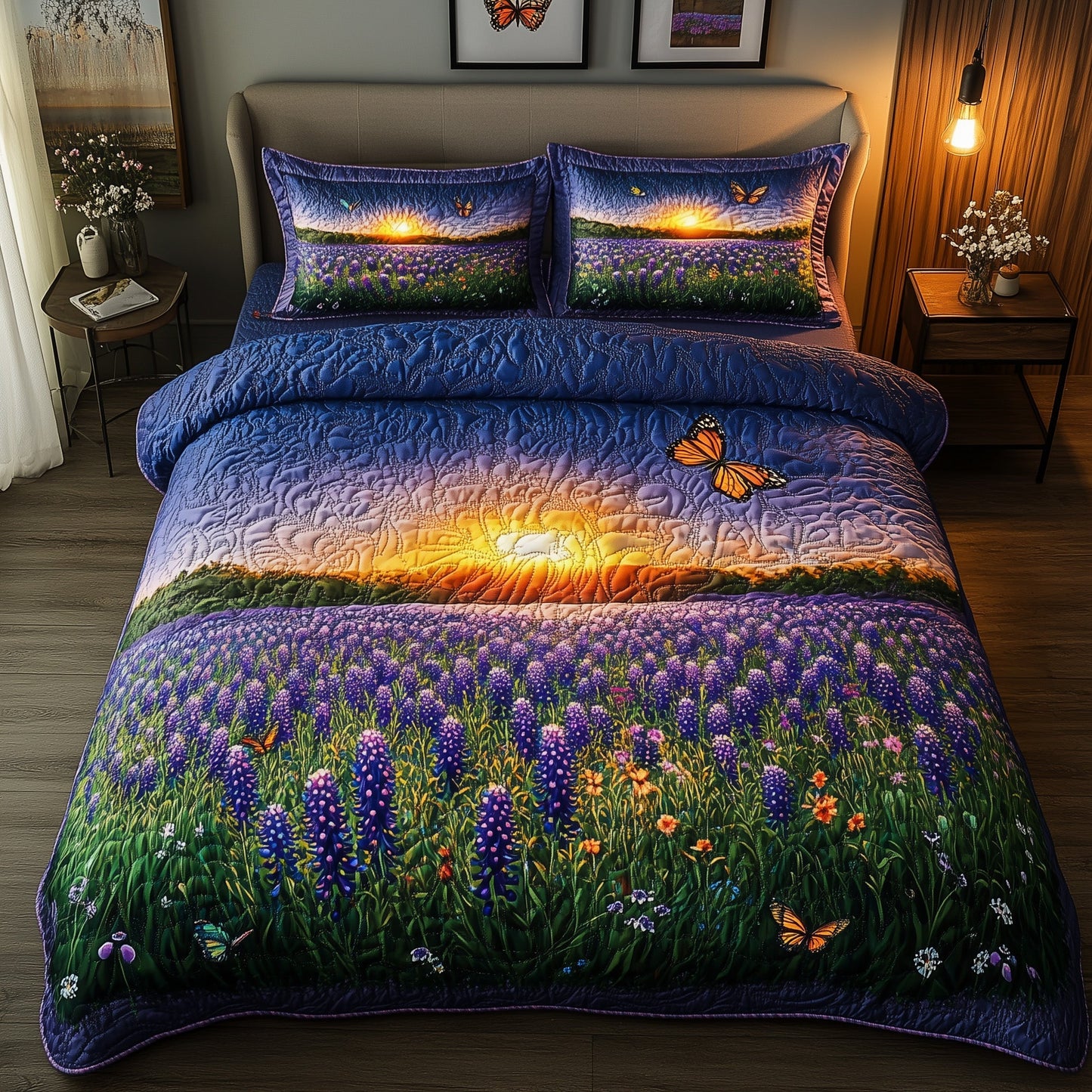 Serene Bluebonnet 3-Piece Quilted Bedding Set GFTOTL3168