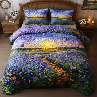 Serene Bluebonnet 3-Piece Quilted Bedding Set GFTOTL3169