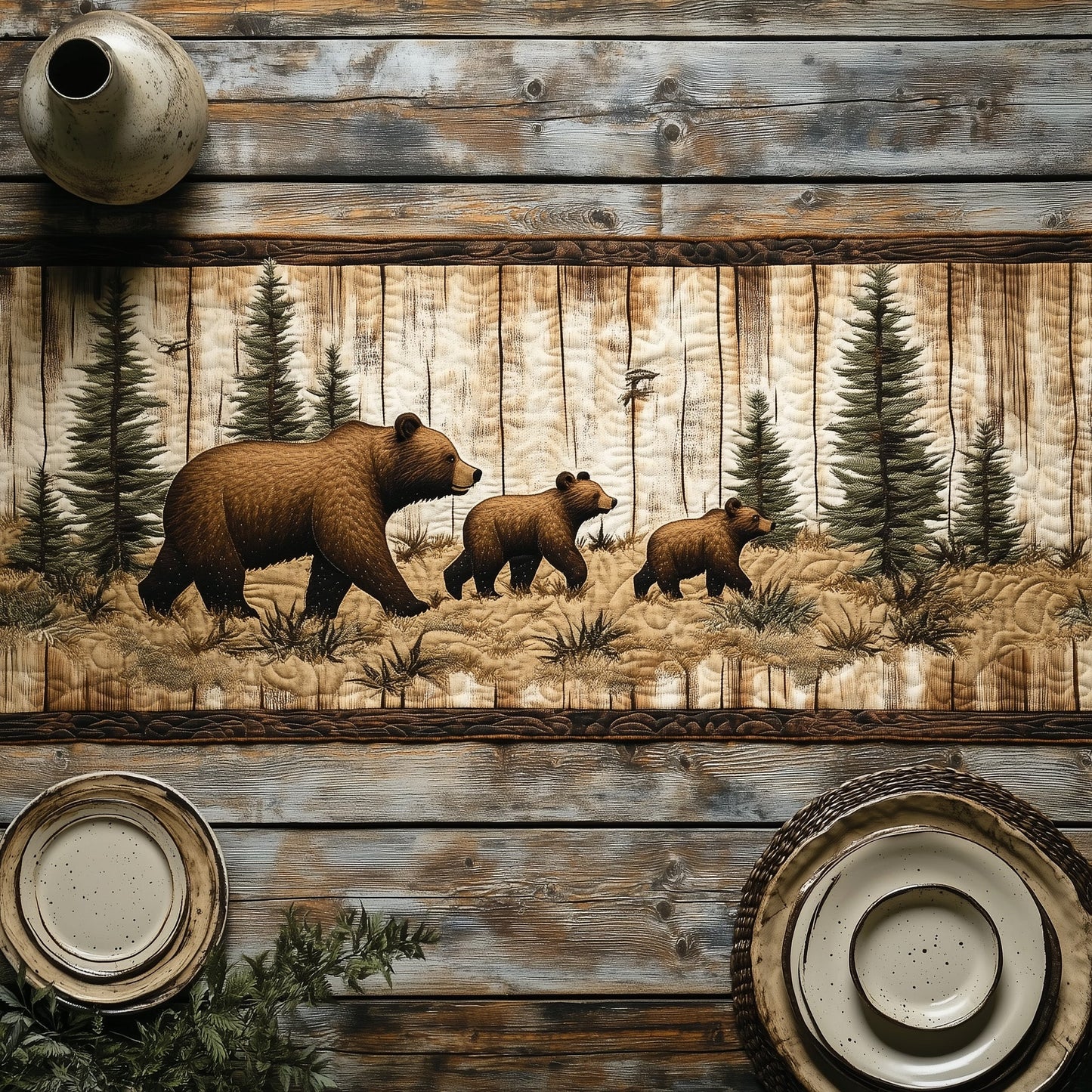 Rustic Mama Bear Quilted Table Runner GFTOTL3200
