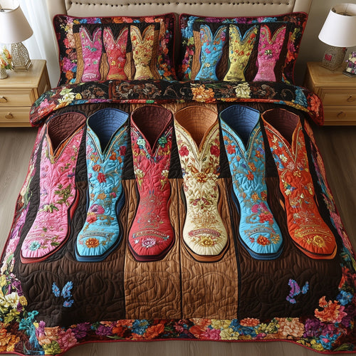 Cowboy Boot Dreams 3-Piece Quilted Bedding Set GFTOTL3207