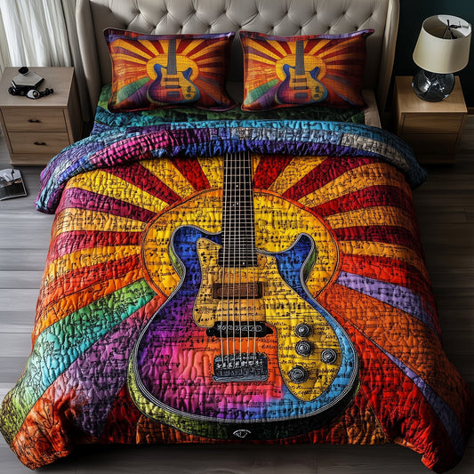 Sunshine Guitar 3-Piece Quilted Bedding Set GFTOTL3248