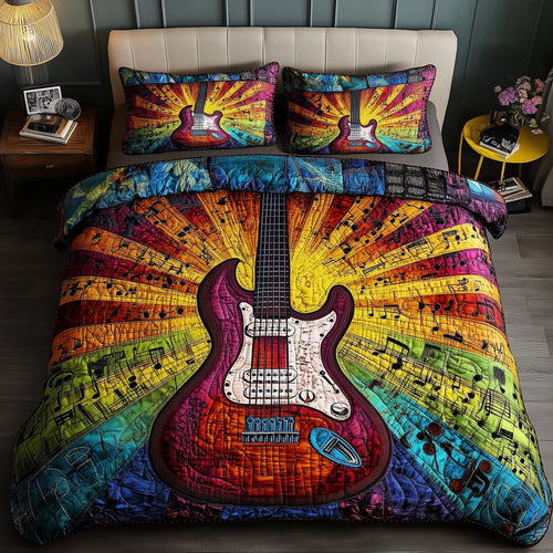 Sunshine Guitar 3-Piece Quilted Bedding Set GFTOTL3249