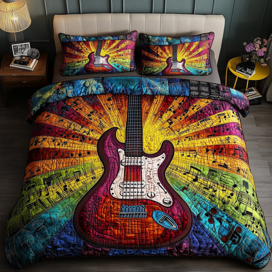 Sunshine Guitar 3-Piece Quilted Bedding Set GFTOTL3249