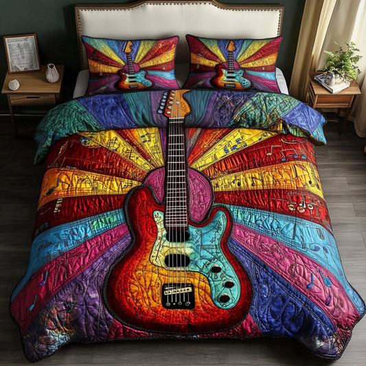 Sunshine Guitar 3-Piece Quilted Bedding Set GFTOTL3250