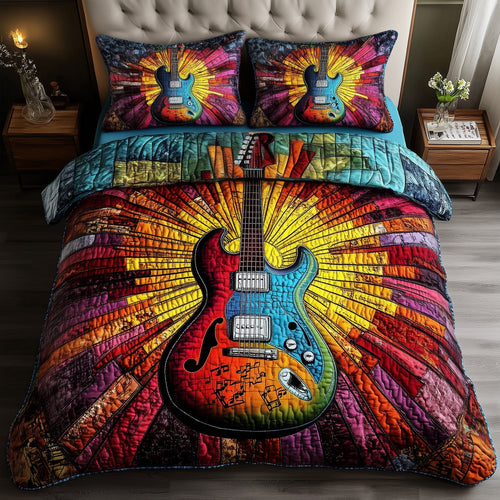 Sunshine Guitar 3-Piece Quilted Bedding Set GFTOTL3251