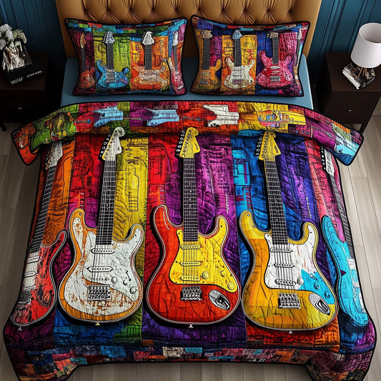 Melody Of Color Artistic Guitars 3-Piece Quilted Bedding Set GFTOTL3253