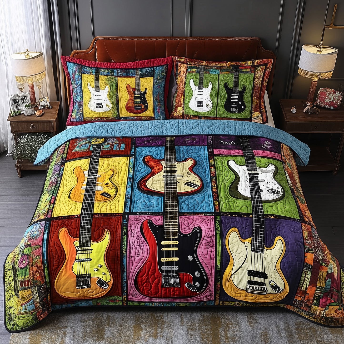 Fantasy Guitar 3-Piece Quilted Bedding Set GFTOTL3254
