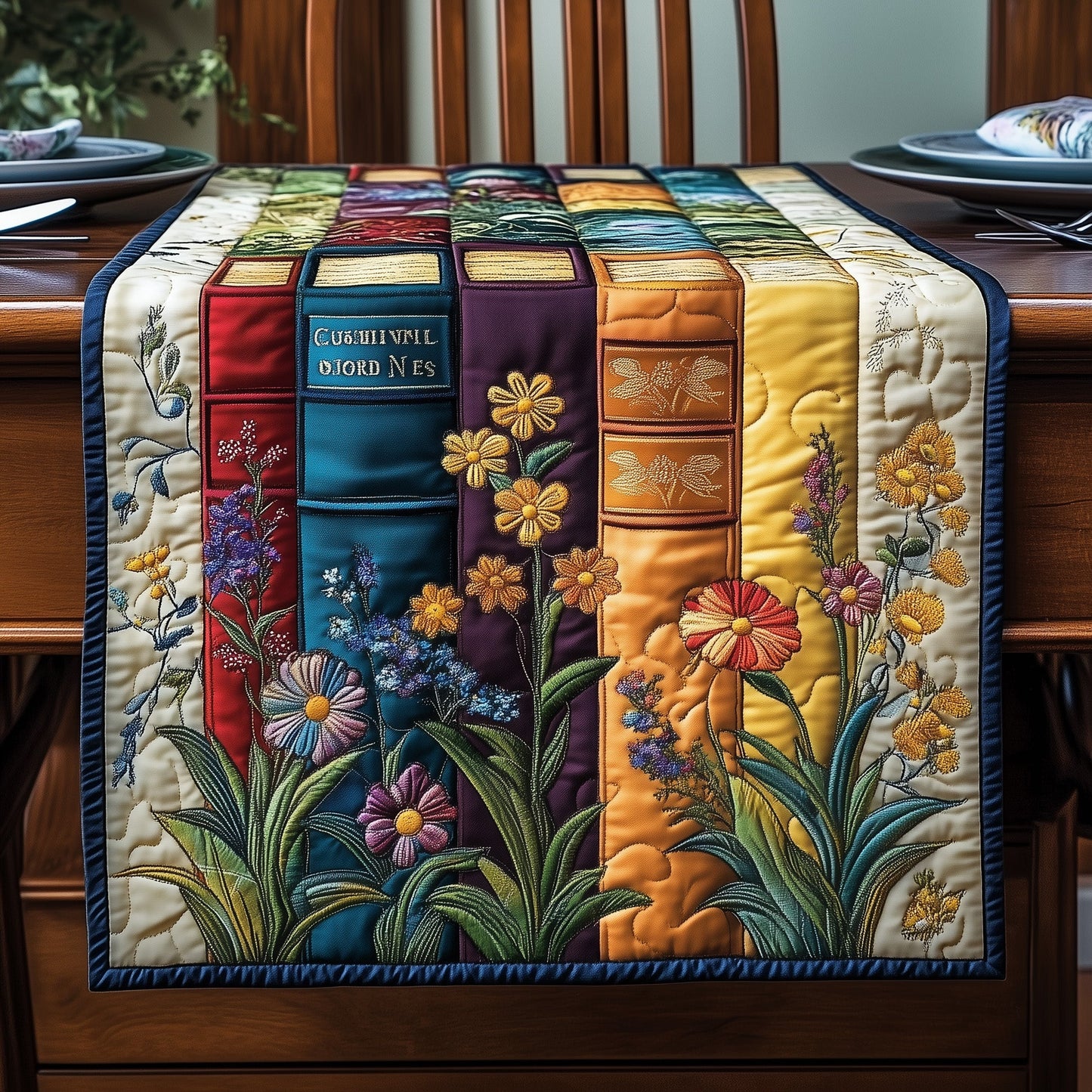 Floral Books Quilted Table Runner GFTOTL3282