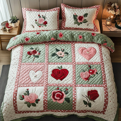 Shabby Chic Blooming Roses 3-Piece Quilted Bedding Set GFTOTL3323