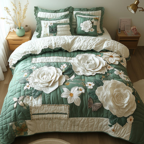 Elegant Blooming Spring 3-Piece Quilted Bedding Set GFTOTL3327