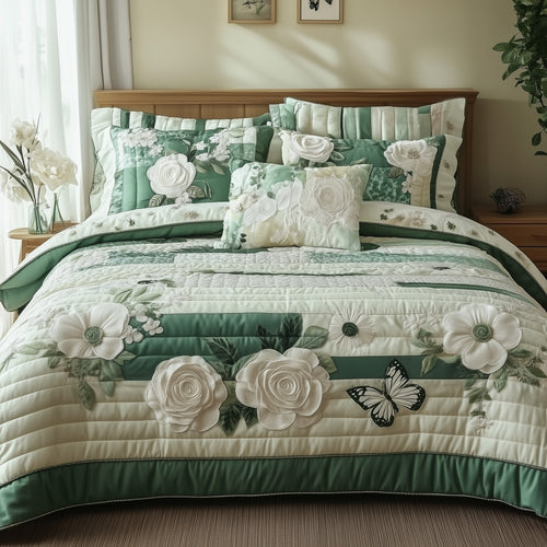 Elegant Blooming Spring 3-Piece Quilted Bedding Set GFTOTL3331
