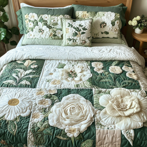 Elegant Blooming Spring 3-Piece Quilted Bedding Set GFTOTL3332