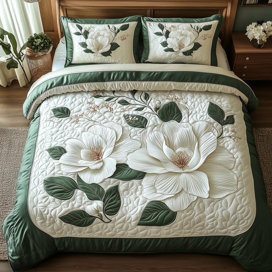 Elegant Blooming Magnolia 3-Piece Quilted Bedding Set GFTOTL3336