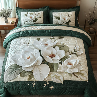 Elegant Blooming Magnolia 3-Piece Quilted Bedding Set GFTOTL3337