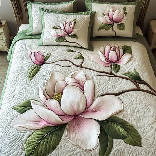 Elegant Blooming Magnolia 3-Piece Quilted Bedding Set GFTOTL3342