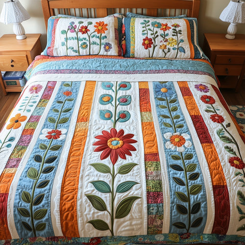 Patchwork Blooming Meadow 3-Piece Quilted Bedding Set GFTOTL3345