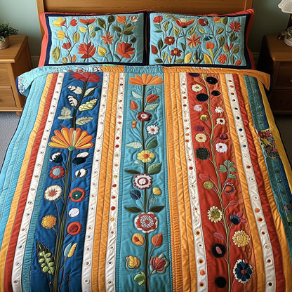 Patchwork Blooming Meadow 3-Piece Quilted Bedding Set GFTOTL3347