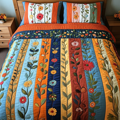 Patchwork Blooming Meadow 3-Piece Quilted Bedding Set GFTOTL3348