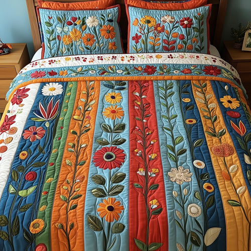 Patchwork Blooming Meadow 3-Piece Quilted Bedding Set GFTOTL3349