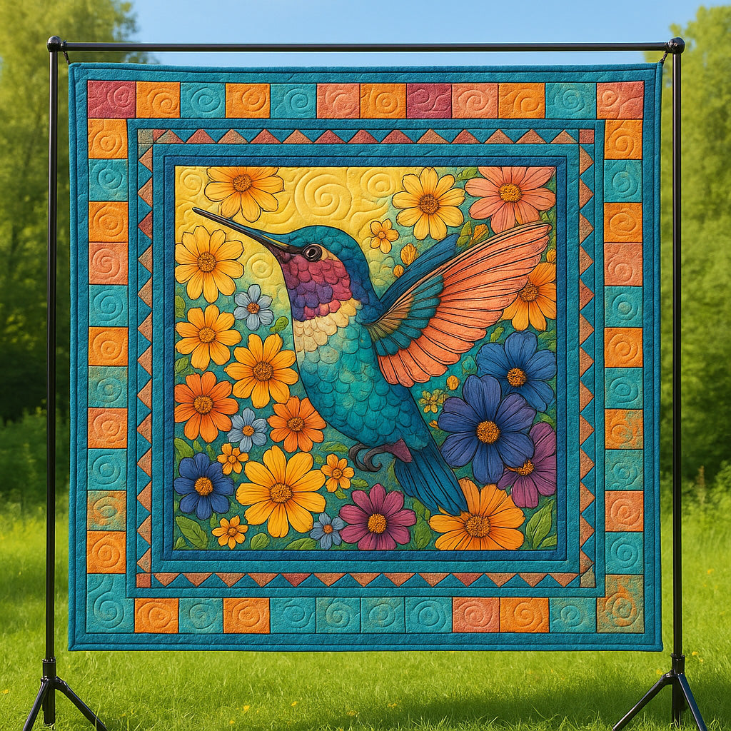 Spring Hummingbird Quilted Blanket GFTOTL3357
