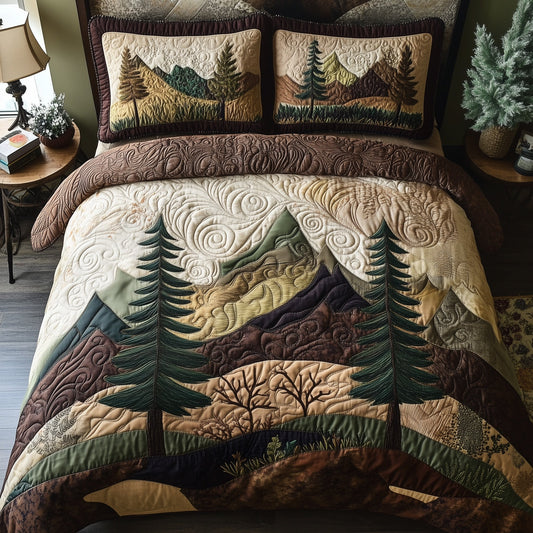 Misty Pine Forest 3-Piece Quilted Bedding Set GFTOTL3366