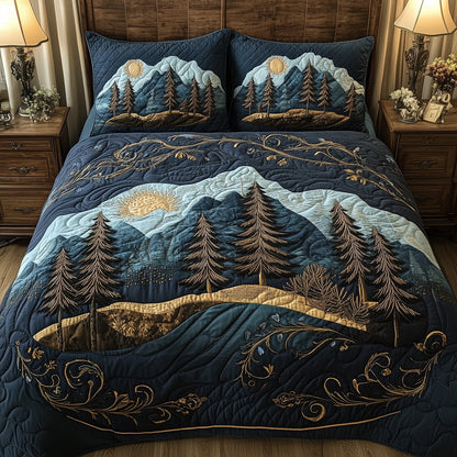 Misty Pine Forest 3-Piece Quilted Bedding Set GFTOTL3369